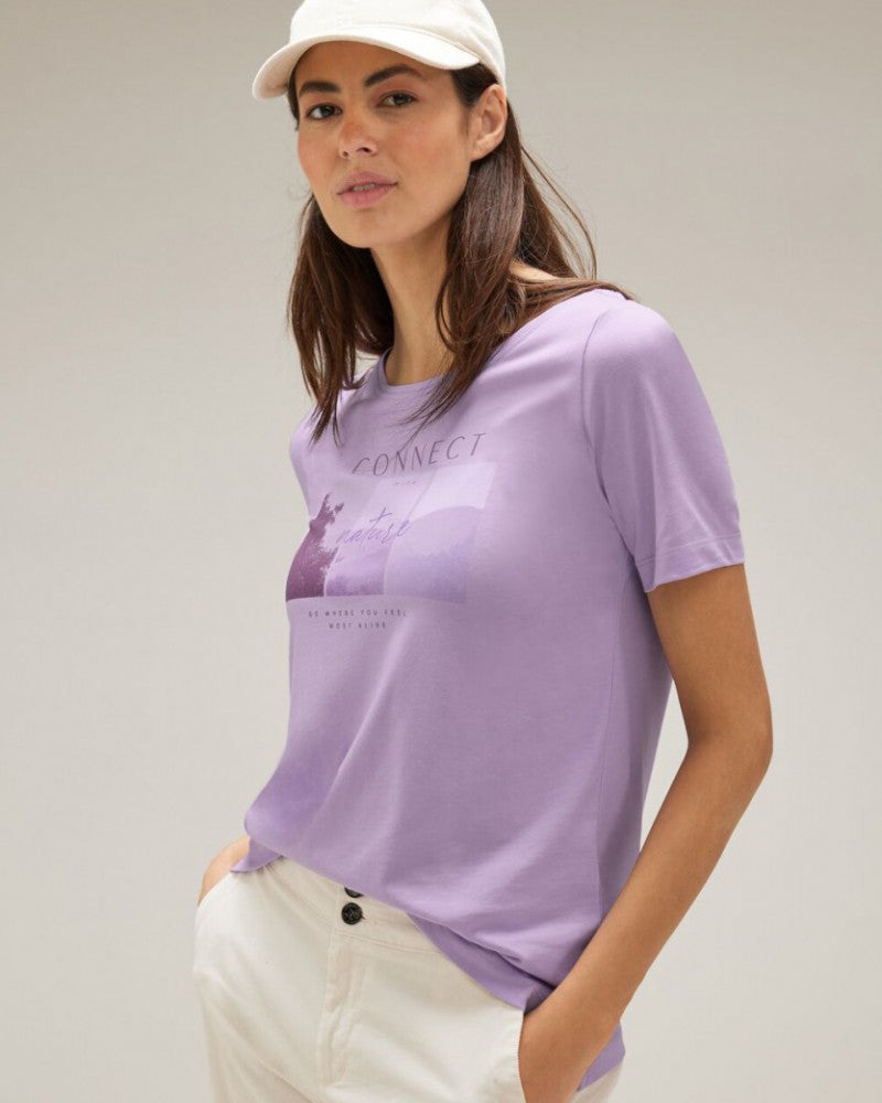 Street One T-shirt i soft pure lilla