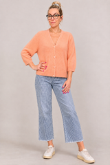 Black Colour Bella Pearl Knit Cardigan 1209 – Apricot