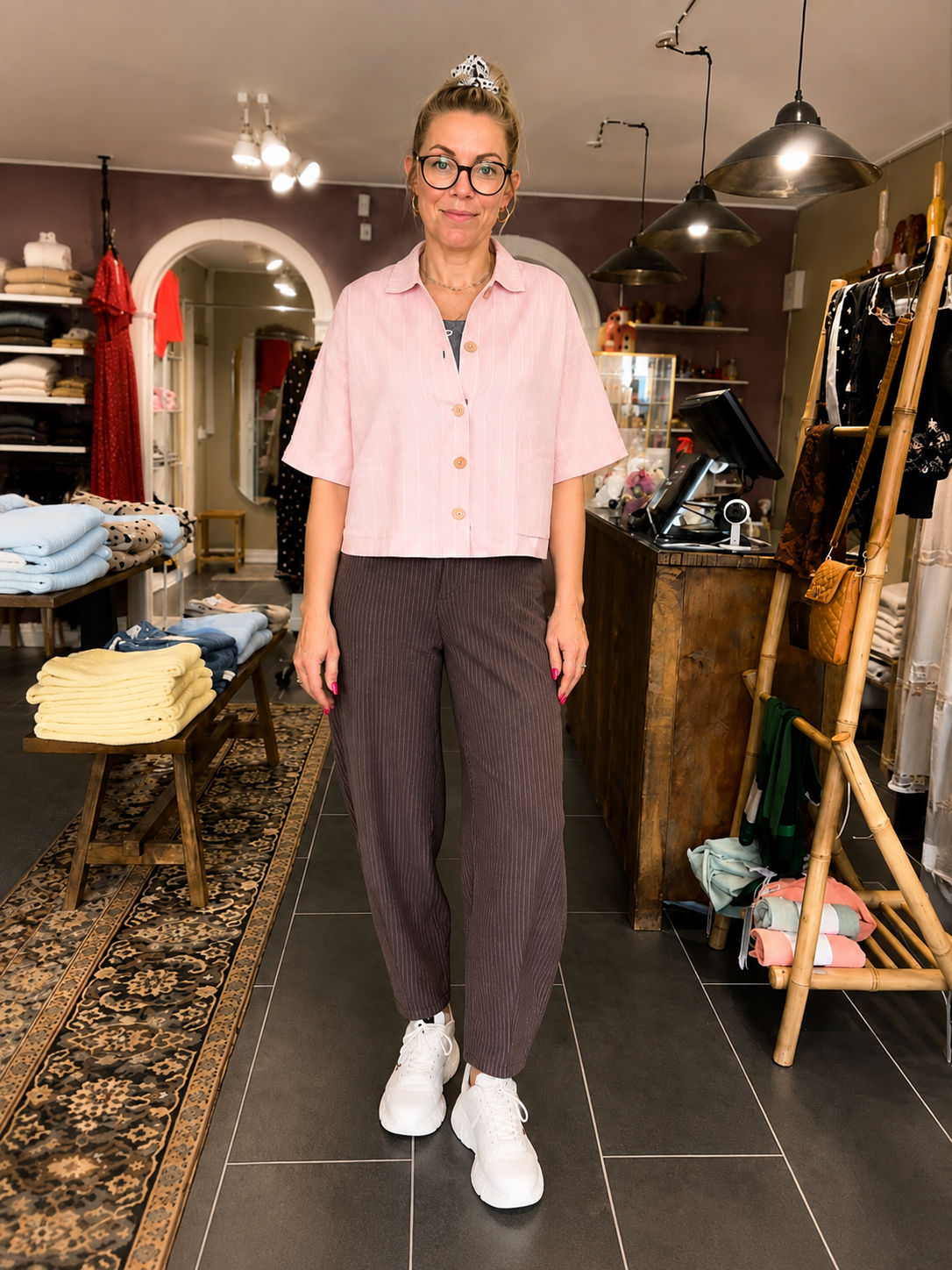 Coffee barrel pants fra Black Colour