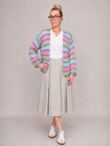 Black Colour Therese Striped Cardigan 1248 Multi Grey