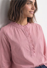 Corduroy Blouse w Ruffle Detail 346864 Vintage Blush fra Street One