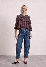 Check Shirtcollar Blouse i 100% viskose