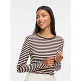 VIAVERA O-Neck L/S Top Coffee Bean Stripe fra VILA
