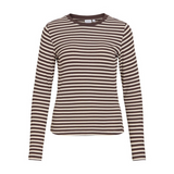 VILA langærmet ribtop i Coffee Bean Stripe
