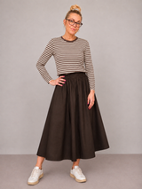 VIAVERA O-Neck L/S Top 14118320 Coffee Bean Stripe fra VILA