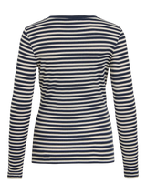 Navy Stripe langærmet top til dame