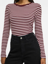 VILA langærmet ribtop i Port Royale Stripe