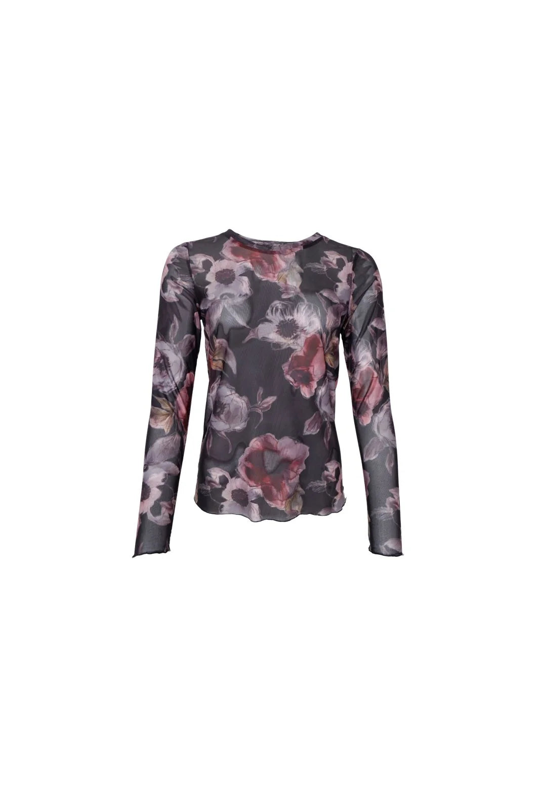 Black Colour Kamma meshbluse med sort og lyserødt blomsterprint