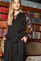 Black Colour Black Rose meshbluse med lange ærmer