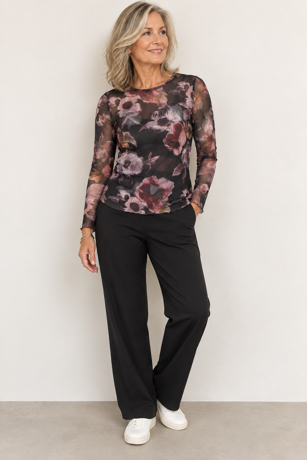 Black Colour Kamma 42000 transparent meshbluse til dame