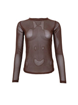 Black Colour Coffee meshbluse med rund hals og tætsiddende pasform