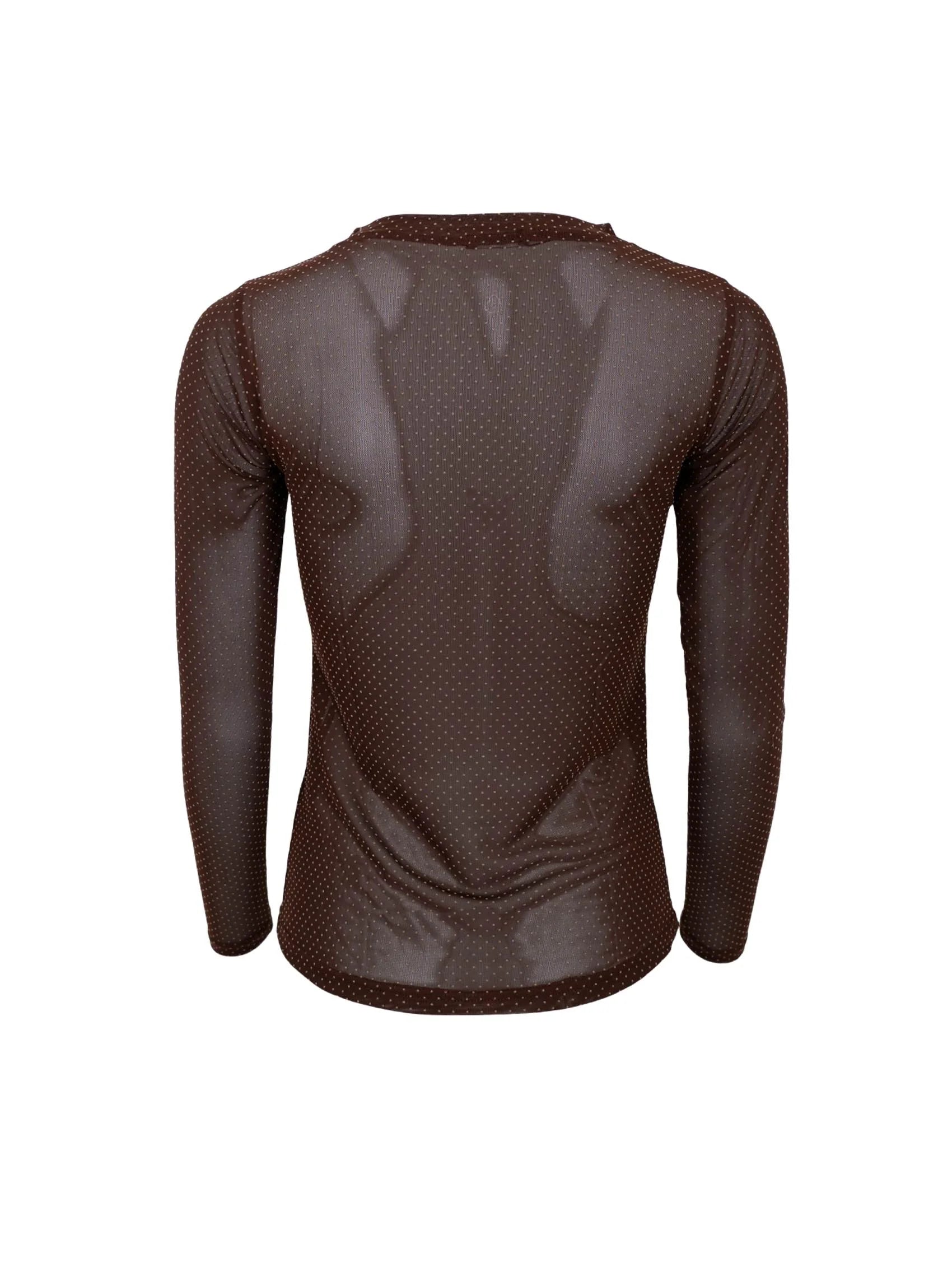 Black Colour Jessie 41223 Coffee feminin transparent mesh blouse