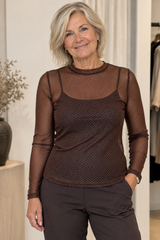 Black Colour Jessie Mesh Blouse 41223 – Coffee