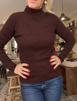 Mansted Tilda Dark Brown højhalset strik til dame