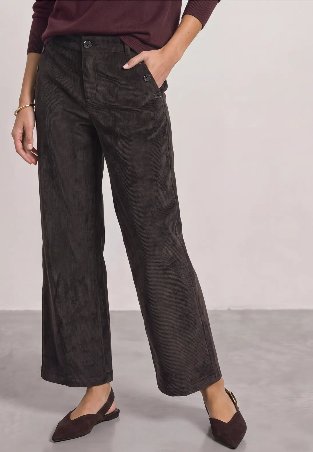 Street One Amalia Corduroy 380885 L30 Black Coffee