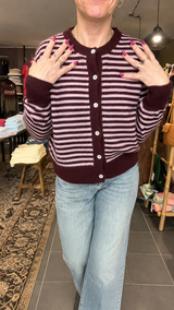Stribet Black Colour cardigan i blød alpakauldblanding