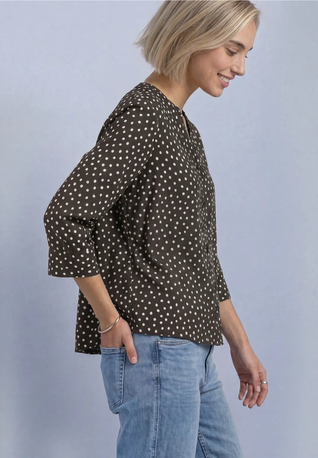 Street One Splitneck Blouse w Buttons 346855 Black Coffee