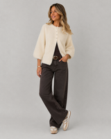 VIBOWS 3/4 Knit Cardigan 14121632 Birch fra VILA