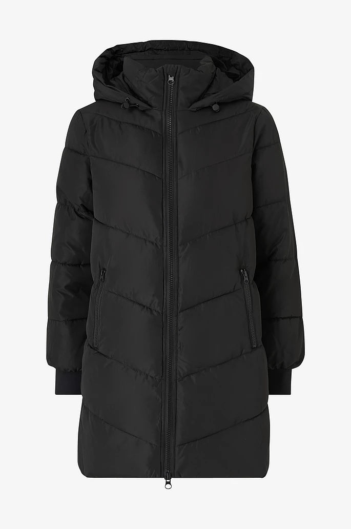 VIMILJA Padded Coat Black fra VILA med hætte