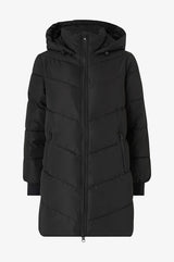 VIMILJA Padded Coat Black fra VILA med hætte