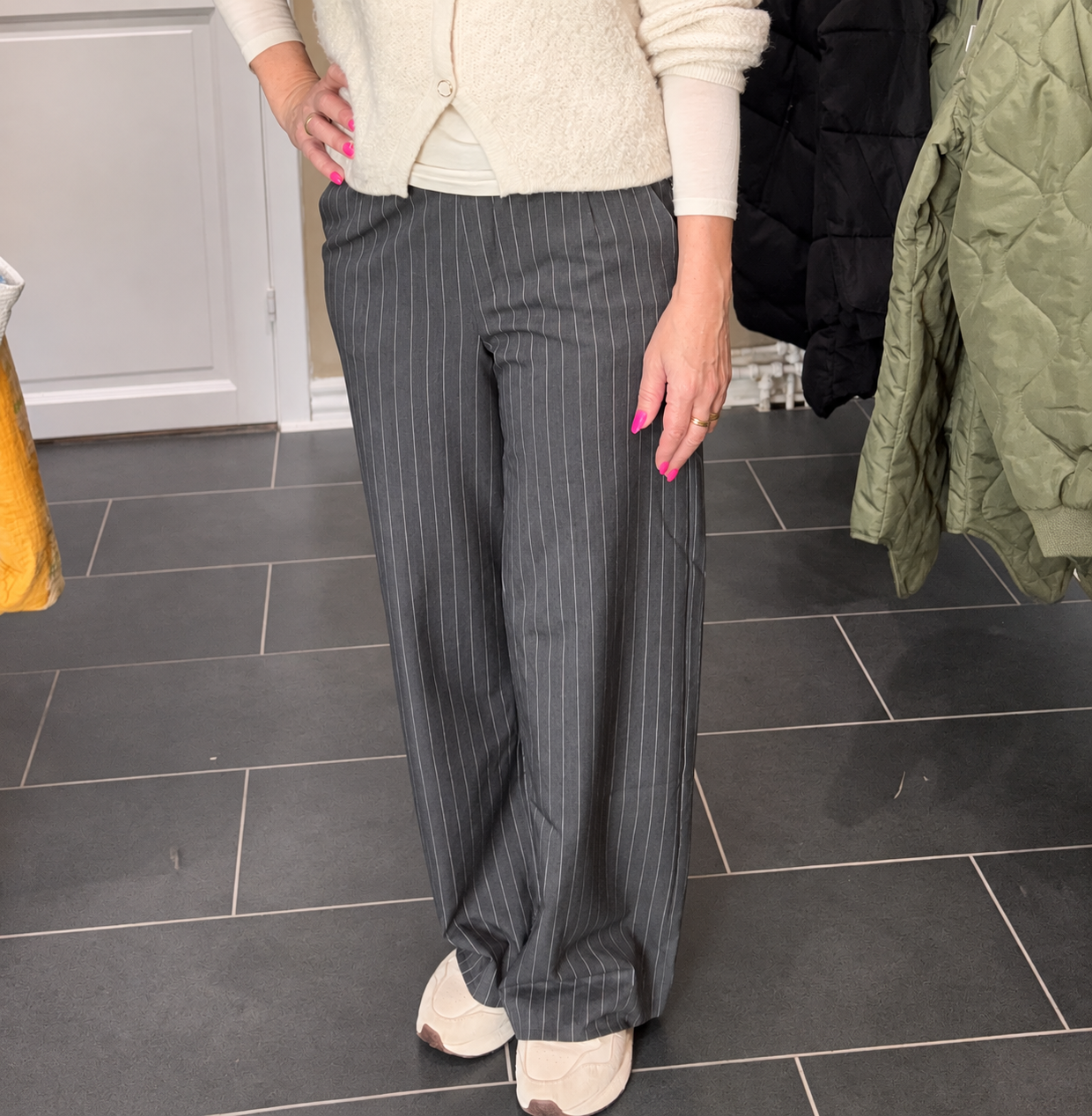 VILA VIVARONE Wide Leg Bukser 14087407 Dark Grey Melange