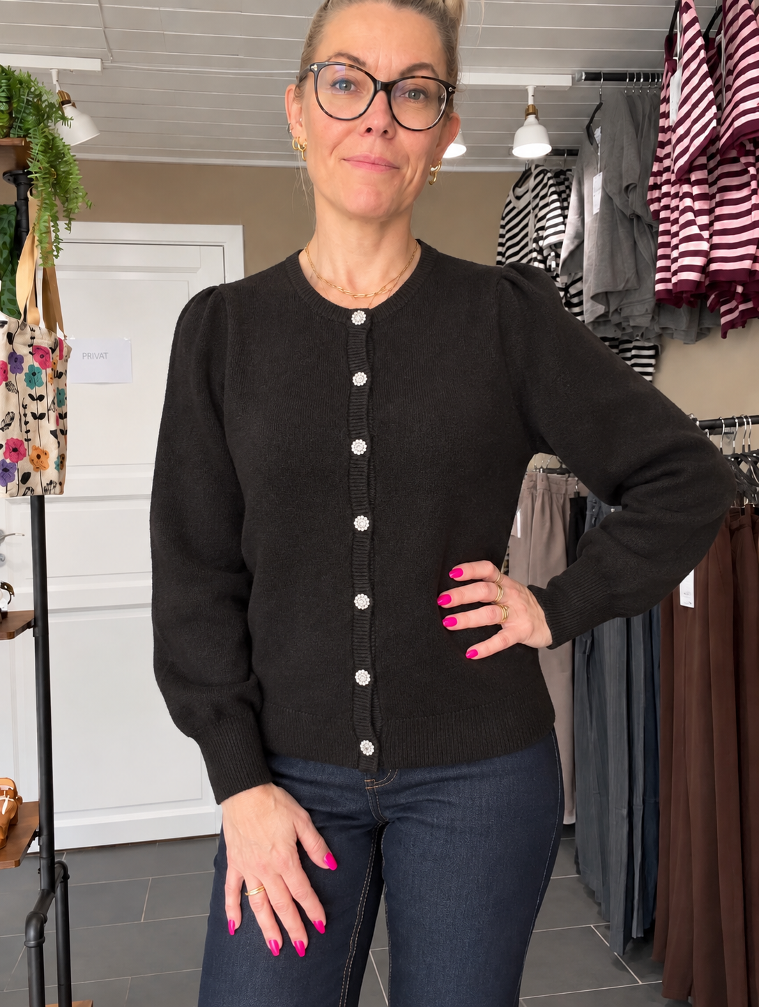 Street One Cosy Cardigan 254185 Black Coffee Melange