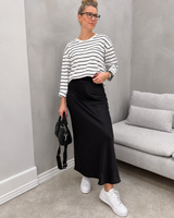 VILA VIELLETTE Satin Midi Nederdel 14084182 Black