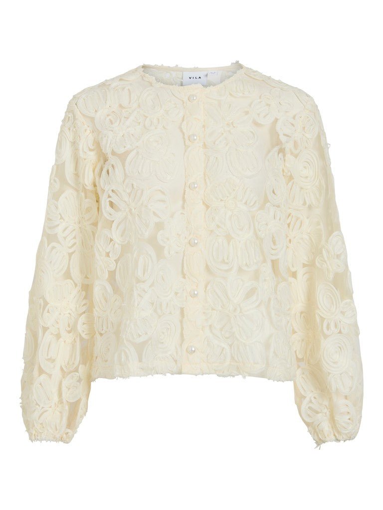 VILA VILEXIE 14118721 offwhite cardigan med ballonærmer
