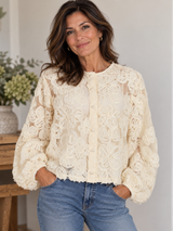 VILA Birch cardigan med blomstermønster og broderi