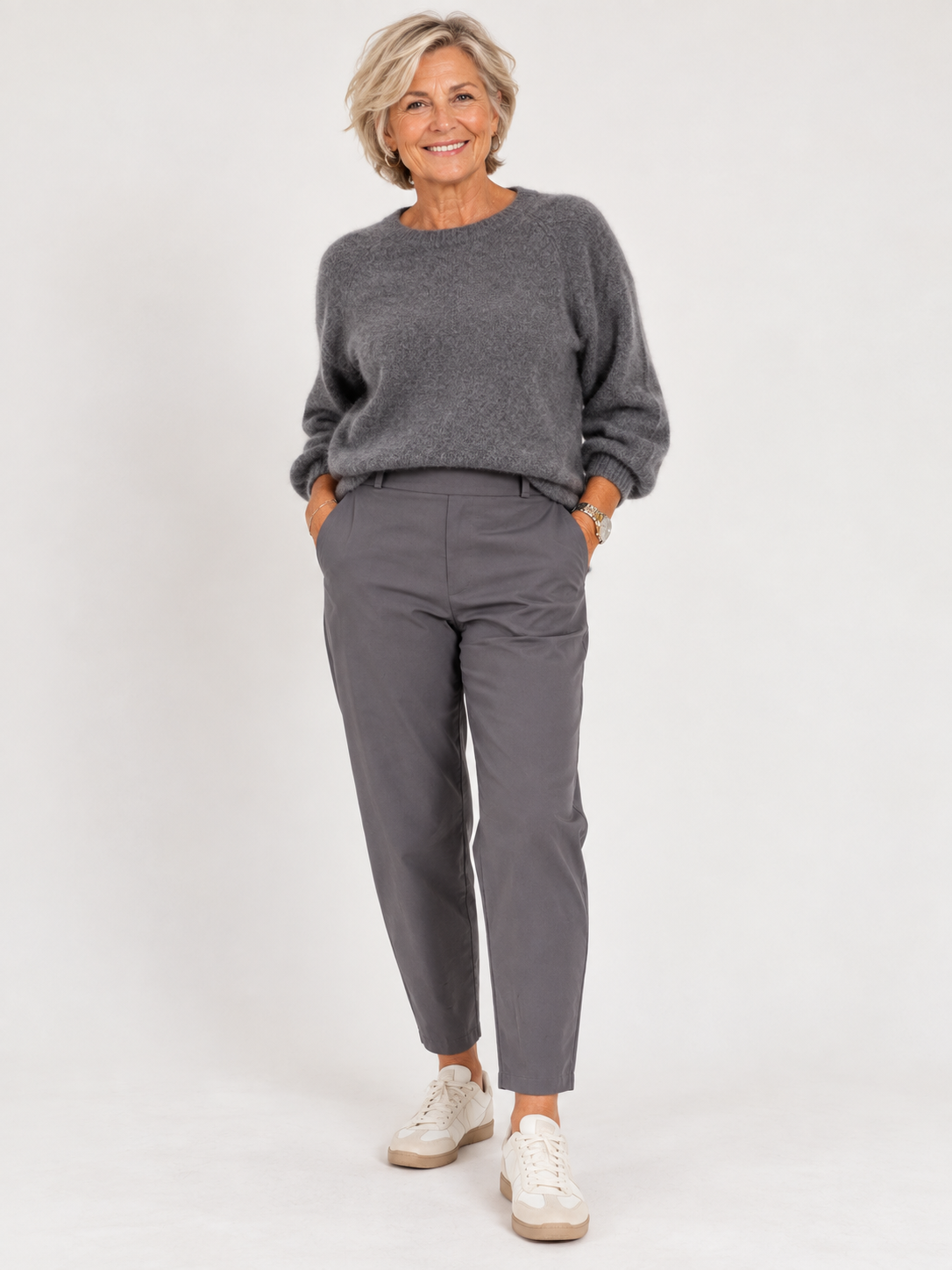 Black Colour Beverly Barrel Pant 41010 Steel Grey