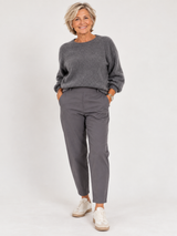Black Colour Beverly Barrel Pant 41010 Steel Grey
