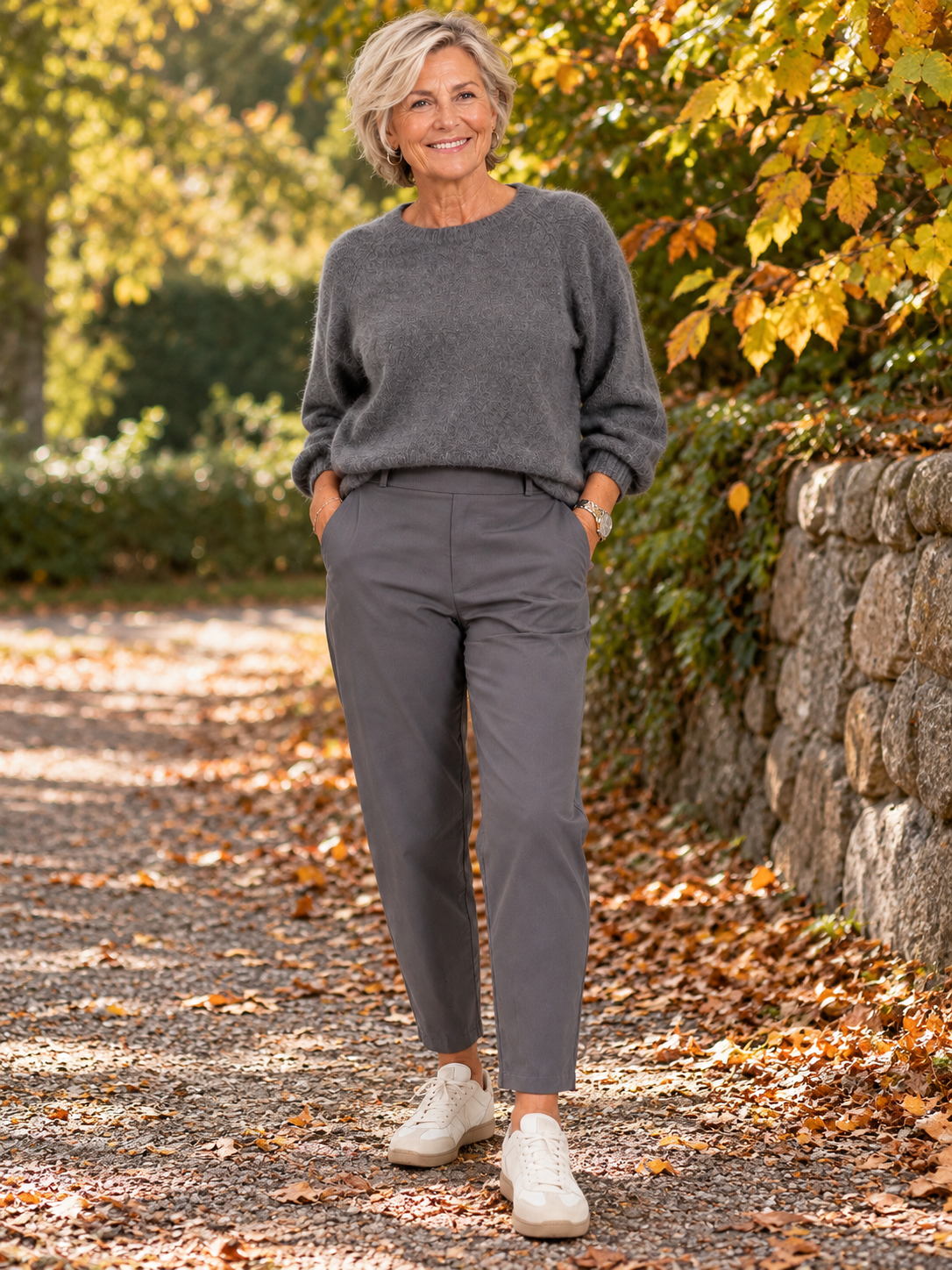 Black Colour Beverly Barrel Pant 41010 – Steel Grey