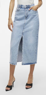VILA - Vijaf HW midi denim skirt - light blue denim