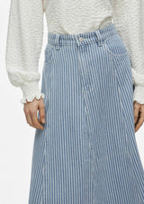 VILA - Vikomma HW midi denim skirt - blåstribet