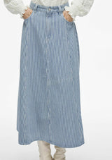 VILA - Vikomma HW midi denim skirt - blåstribet