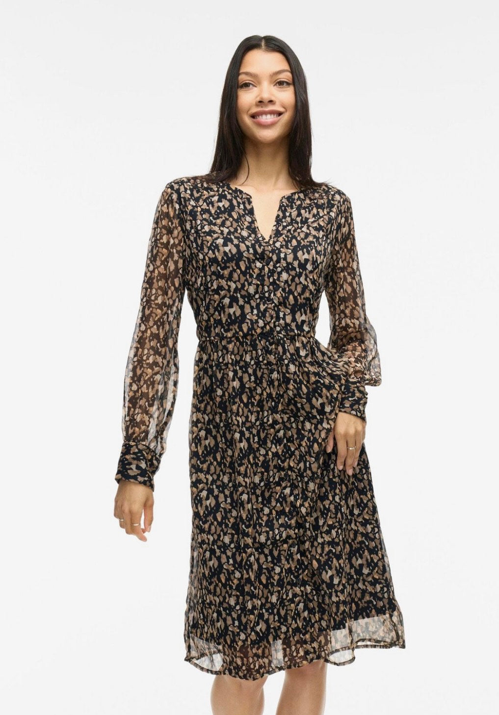 VILA - Vifalia V-neck L/S dress - black Hazel