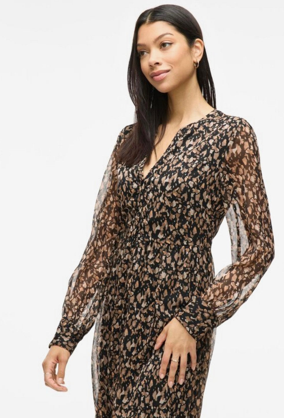 VILA - Vifalia V-neck L/S dress - black Hazel