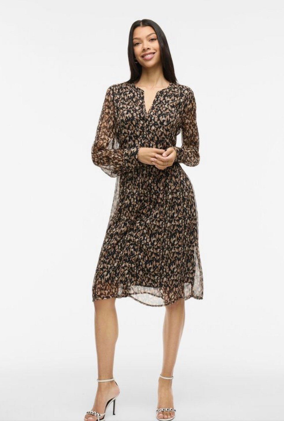 VILA - Vifalia V-neck L/S dress - black Hazel