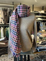 Street One Cosy Houndstooth 572316 – langt houndstooth-tørklæde med frynser