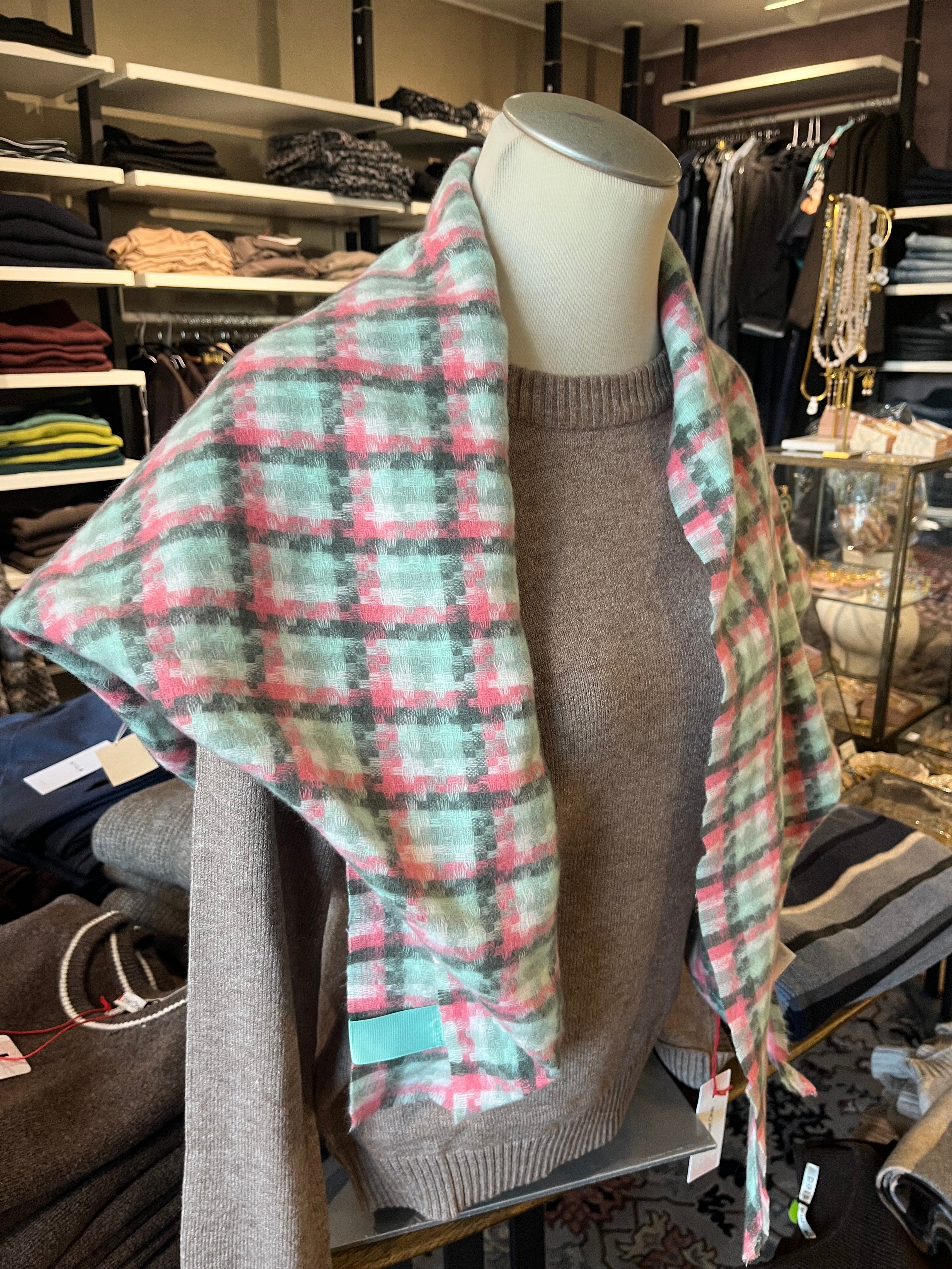 Street One Triangle Mini Check 572155 – trekantet tørklæde i Multicolor/Rose, 100% genanvendt polyester