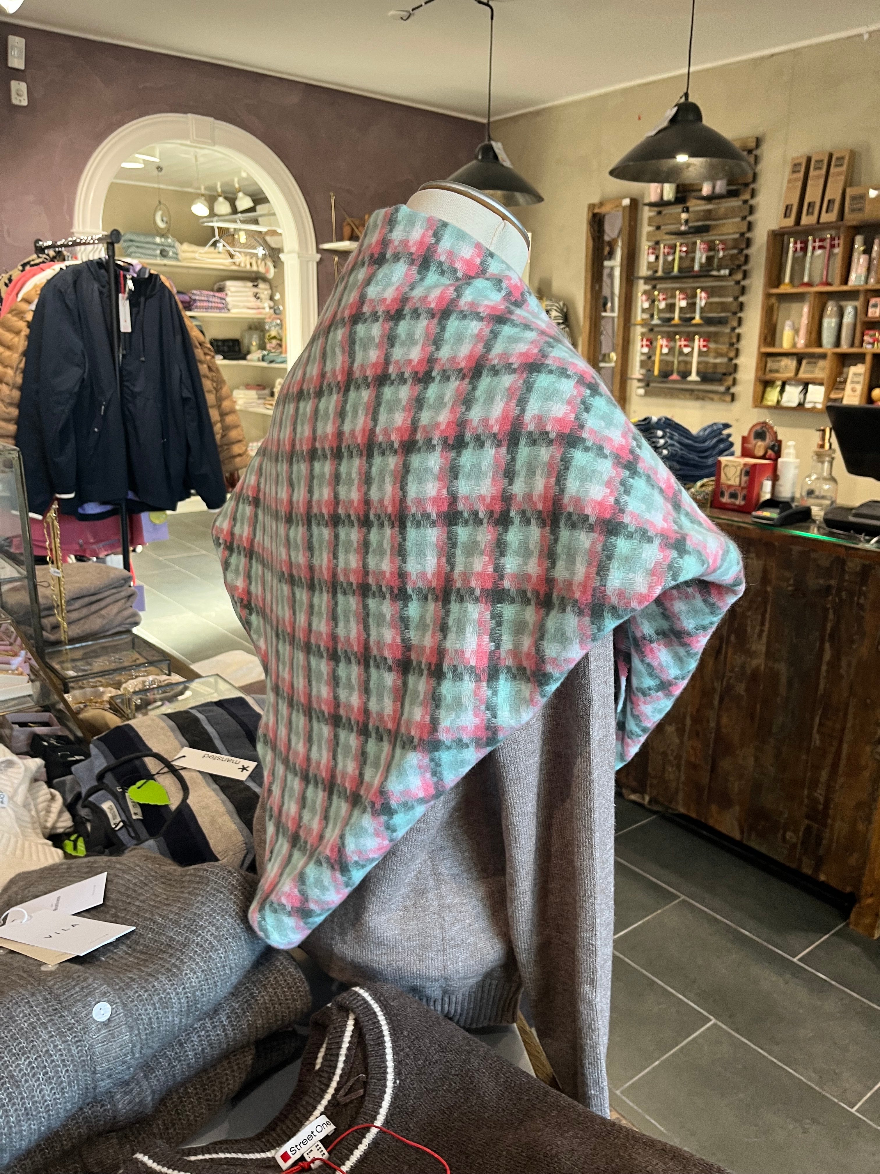 Street One Triangle Mini Check 572155 – trekantet tørklæde i Multicolor/Rose, 100% genanvendt polyester