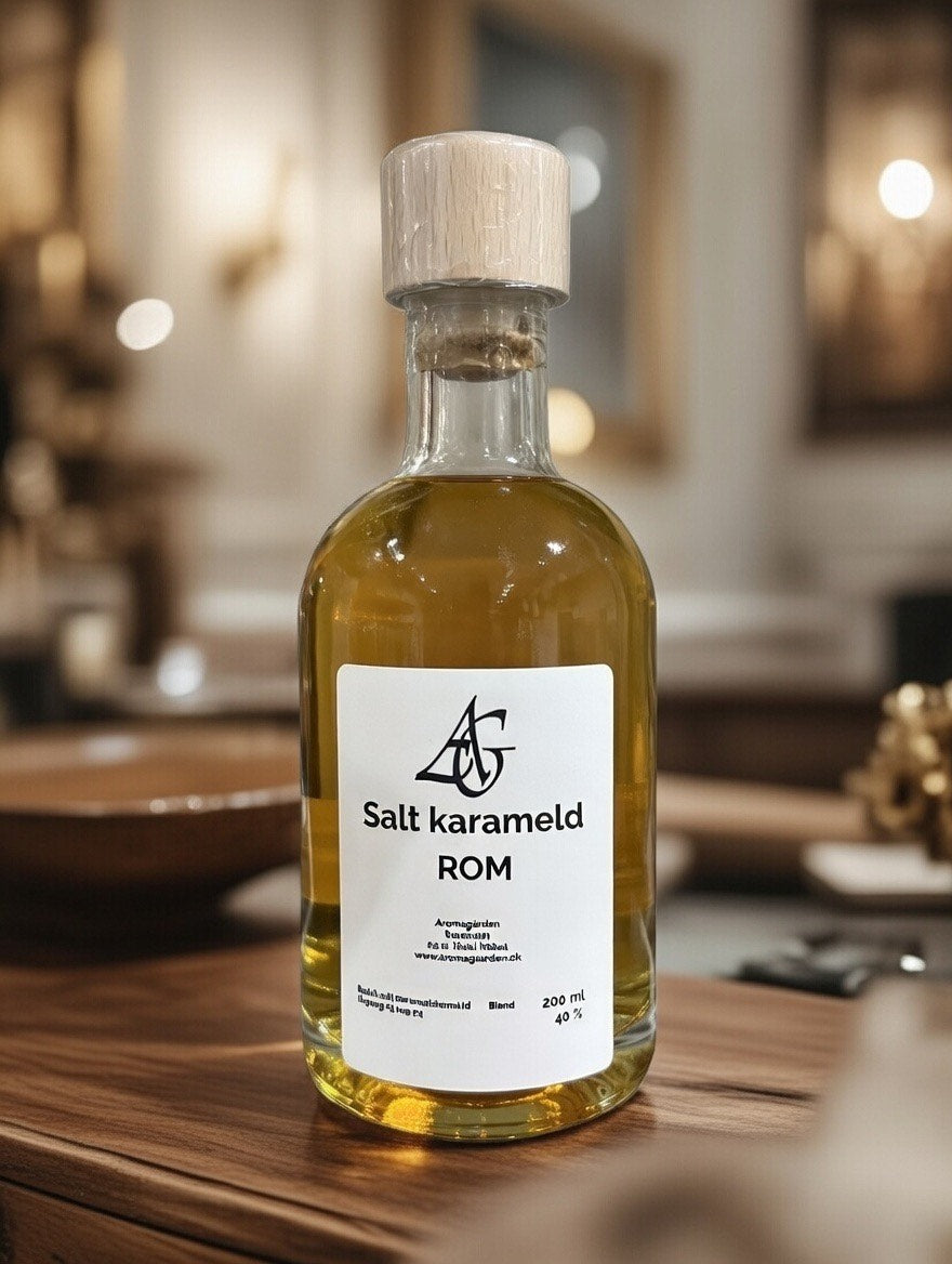 Aromagaarden salt karamel rom 40 procent 200 ml økologisk rom fra Nørre Nebel