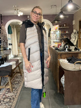 Street One Long Padded Mat Mix Vest 220195 i Light Iced Gold – lang polstret vest i mat mix-look