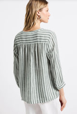 Street One - stribet hørbluse - flere farver