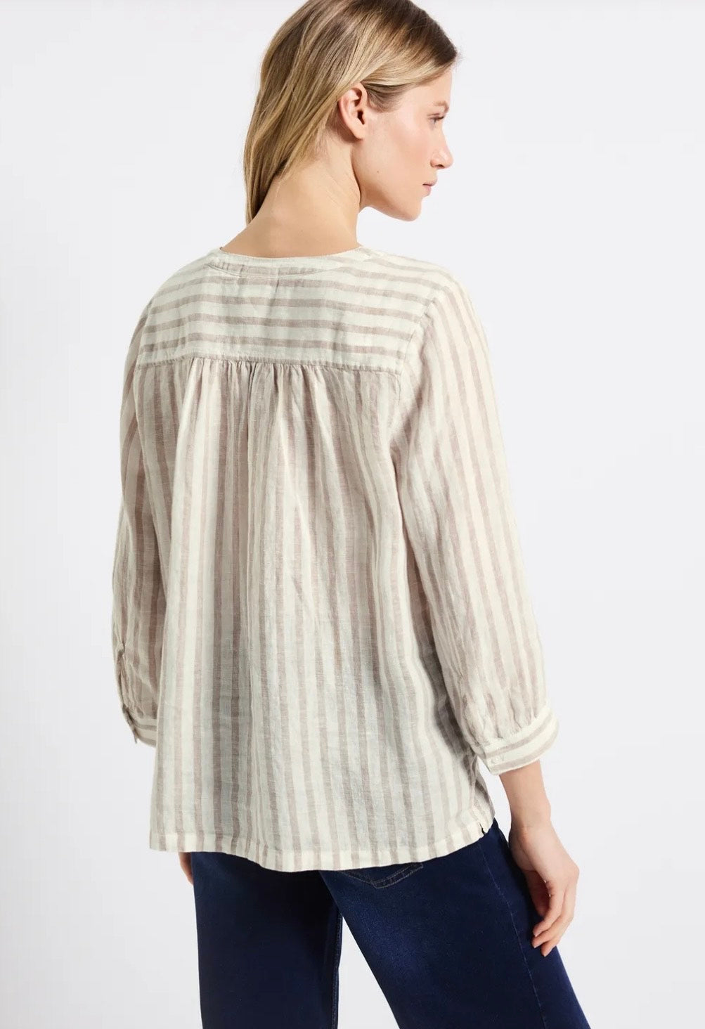 Street One - stribet hørbluse - flere farver