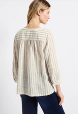 Street One - stribet hørbluse - flere farver