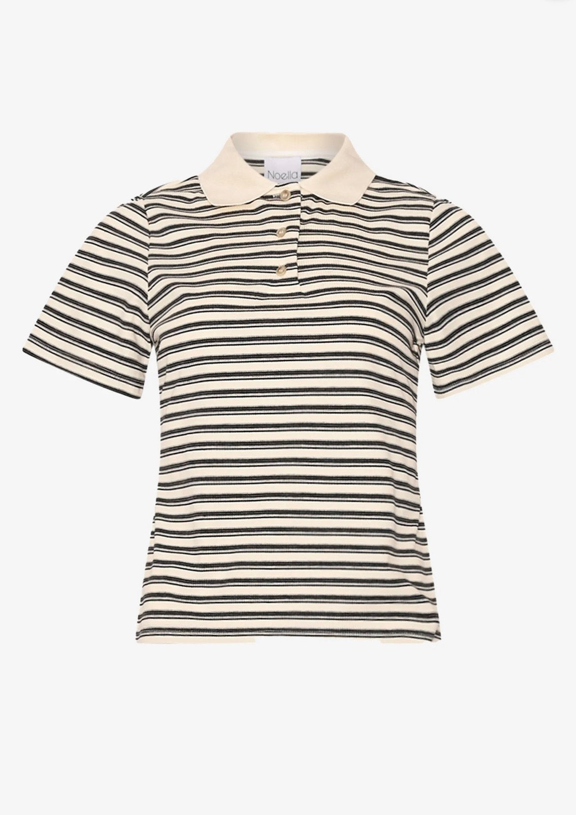 Noella - Leyna polo top - sugar grey stripe