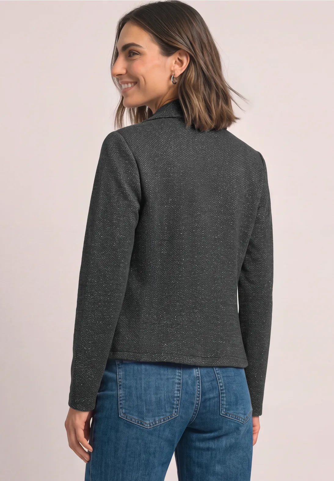 Street One elegant gråmeleret Blazer med Glimmer