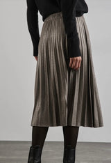 Street One - Midi plissé nederdel - glimmer beige