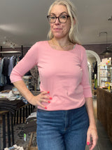 Street One Pania 317659 T-shirt i powder pink med 3/4-ærmer og rund hals